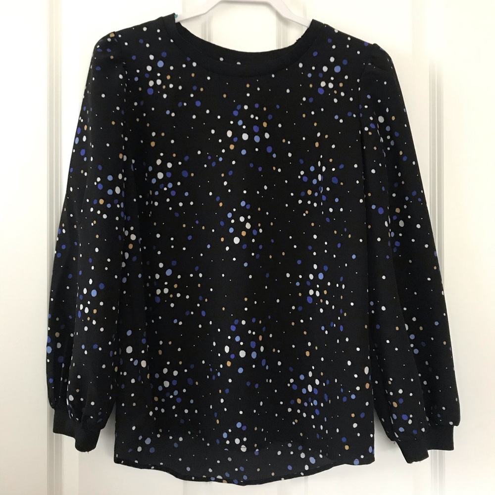 POPSUGAR Polka Dot Printed Rib-Trimmed Top